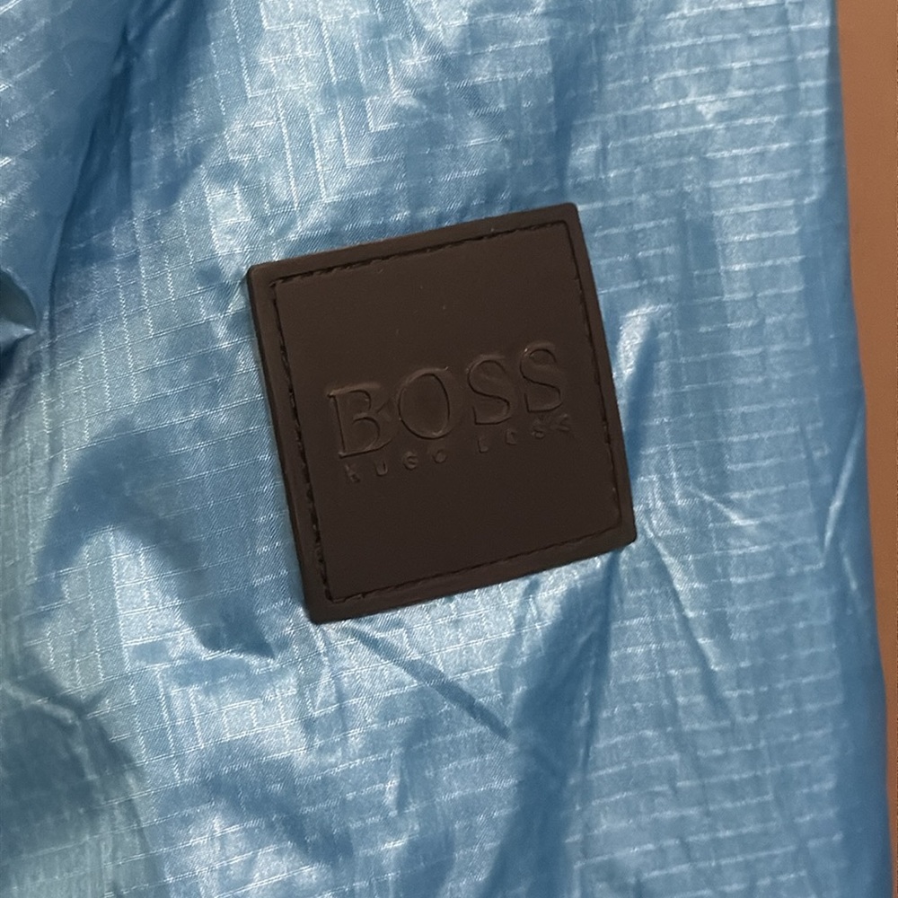BOSS by Hugo Boss Men's Coslo Aqua Jacket Blue Hooded Windbreaker Jacket - Picture 5 of 6